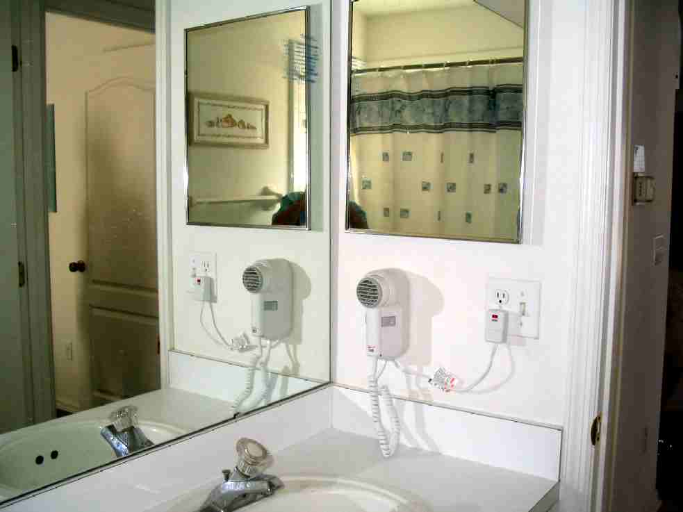 The villa has wall mount hair dryers in all 3 bathroms.